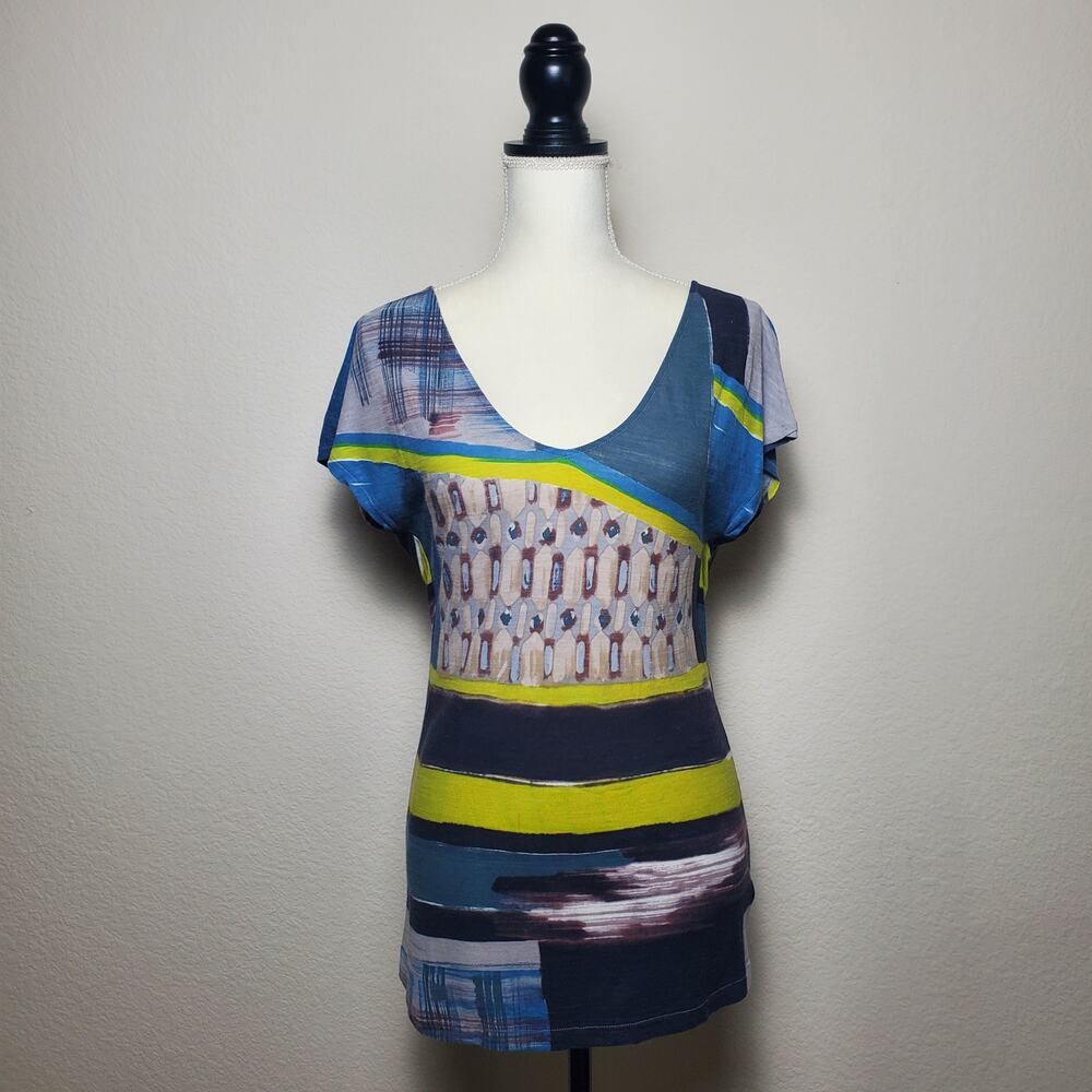 Anthropologie Multicolor Abstract Top XS